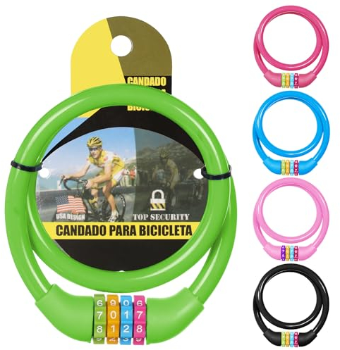 Ainiv 4-Digit Password Bicycle Lock - 65cm Portable Anti Theft Bike Lock, Resettable Combinations for Bike, Motorbike, Scooter, Skateboard, Gate, Fence (Green)