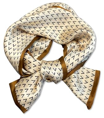 LumiSyne Skinny Seidenschal Damen Schmale Lange Halstuch Vintage Geometrisch Buchstaben Gedruckt Bunte Malerei Muster Satin Kleine Seidentuch Multifunktionales Kopfschmuck Haarschal Griff Wrap Ribbon