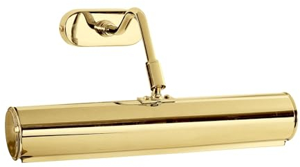 Licht-Erlebnisse Bilderleuchte Messing vergoldet mit 24 Karat B: 30 cm schwenkbarer Schirm Premium Handarbeit 2x E14 Wandlampe Bildbeleuchtung Wohnzimmer Flur