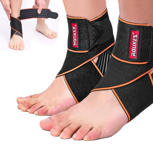 Sunolkie Cavigliera Sportiva per Distorsione - Tutore Caviglia Regolabile - Elastica e TraspiranteFascia Elastica Caviglia Per Danni Ai Legamenti e Tendinite, Uomo Donna Taglia Unica(2)