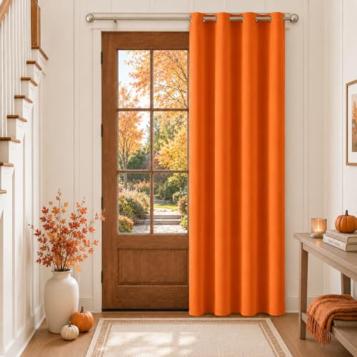 MIULEE Cortinas Opacas Termicas Salon Dormitorio 1Pz 140x225cm Naranja | Tejido opaco y termico para Salon y Dormitorio, ayuda a reducir luz, calor y frio.