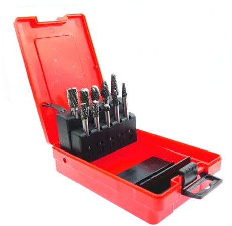 LOVIVER Jeu de Fraises en Carbure, 10 Pièces Fraises Rotatives, Tungstène pour Bricolage, Sculpture sur Bois, Polissage métaux