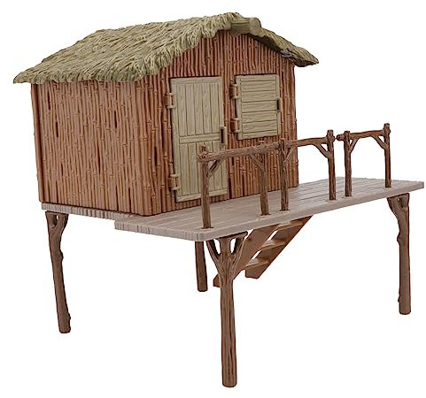ANDRESLAD Simuliertes Reetdachhaus Modell PVC Dekoration Für Sandkasten Wildtierszene Bauernhof Landschaft Spielzimmer Zubehör