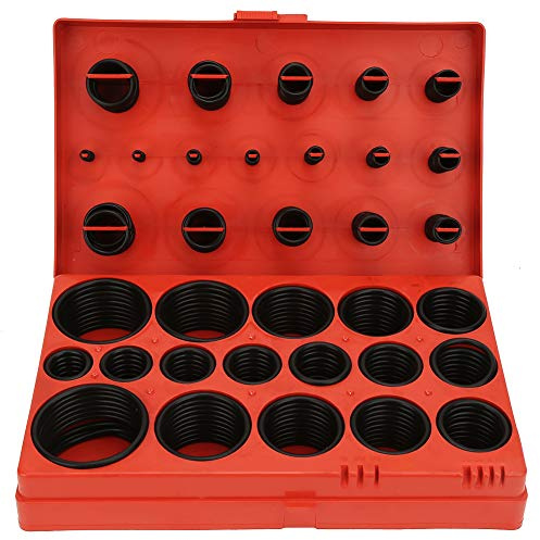 419 Stück 32 Größen Schwarz O, O-Ring, Gummi-O-Ring, Gummi-Unterlegscheiben, Sanitär-Sortiment-Set, Dichtung, Universal-Gummi-O-Set mit Box