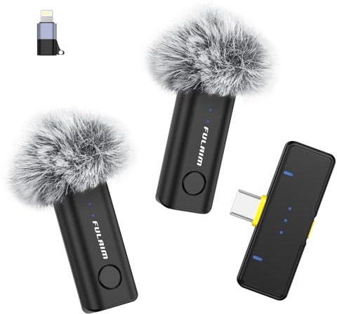 FULAIM Lavalier Mikrofon Kabellos, Mini Mikrofon Handy für iPhone Androide PC, Ansteckmikrofon Wireless mit Lärmreduzierung für Videoaufnahmen, Vlog, YouTube, TikTok Live
