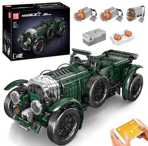 Mould King 13191 Technik Oldtimer Auto Bausteine Modell mit Motor, 3918 Teile Ferngesteuert Oldtimer Bausatz mit Fernbedienung und App Dual Control, Hightech Automodell Spielzeug für Kinder