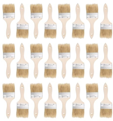 sourcing map Malerpinsel, 6,3 cm breit, Naturborsten, flache Kunstpinsel mit Holzgriff, für Wände, Schränke, Zäune, 24 Stück