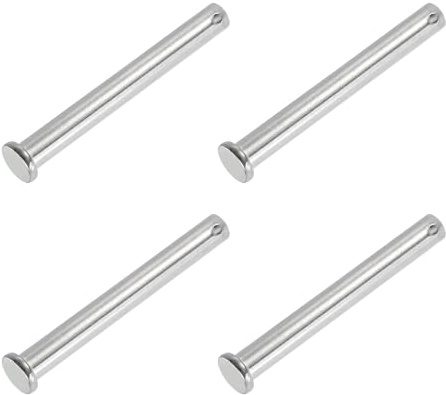 PATIKIL 10 x 90 mm Pasadores de Horquilla de un Solo Orificio, 4 Piezas. Pasador de Cabeza Plana de Acero Inoxidable 304 para Sistemas de Bisagra de Bloqueo de Pasador de Enganche, Plata