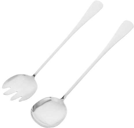 VINTORKY Long Serving Fork Spoons Set Stainless Steel Salad Forks Slots Buffet Utensils for Kitchen