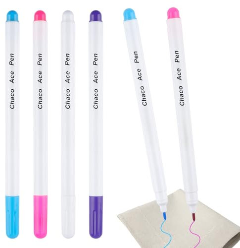 Trickmarker Nähen, 4 Stück Schneiderkreide, Selbstlöschend & Wasserlöslich Stoffmarkierstift, Nähen Zubehör für Kleidungsstücken Schneiderei Nähen Handarbeiten (4 Farben