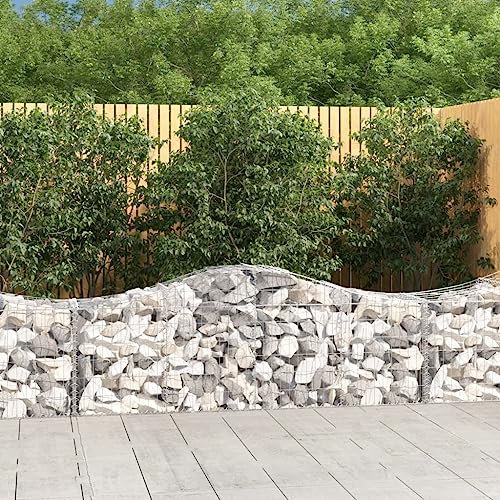 OHOOWOO Cesti Gabbioni ad Arco 2 pz 200x50x60/80 cm Ferro Zincato,Gabbie di contenimento in ferro zincato rinforzato per barriere da giardino e antirumore Vasi e accessori per piante