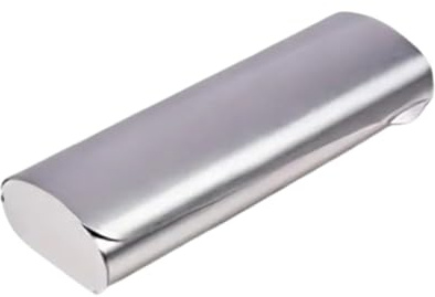 Boolavard Schlankes Brillenetui aus Aluminium | Leichtes Brillenetui | Brillenschutzetui | Außenschale aus Aluminium | Schnappverschluss für Damen und Herren (Silber)