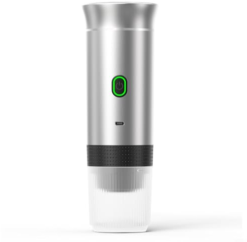 BlissfulAbode 3-in-1 Portable Coffee Maker USB-C Machine Self-Heating Espresso Travel RV Hiking Office 20Bar 7500mAh(Silver)
