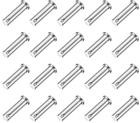 QUARKZMAN 20Pcs M10 x 35mm Pasadores de Horquilla de Un Solo Orificio, 304 Acero Inoxidable Pasadores De Enganche De Cabeza Plana Para Cerradura De Remolque, Reparación De Mecánica