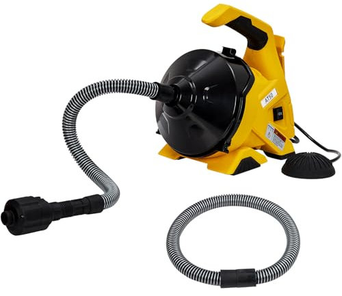 Rohrreinigungsspirale 9m, Automatische Elektrischer Abflussreiniger für 20-50mm Rohrverstopfungen Verwende, Kabel in Klavierdraht, mit Fußschalter, für Waschbecken/Toiletten/Bodenabläufe