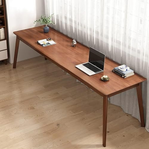 HYBMRQVD Escritorio Doble Grande de Madera de Nogal de Mediados de Siglo para Oficina en casa, 120 x 40 x 75 cm, Escritorio de Oficina para Dos Personas con construcción de Madera Maciza y diseño ESP