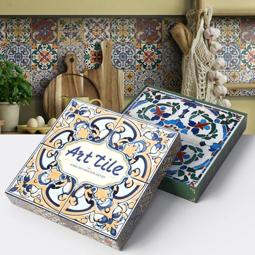 HORIWE Fliesenaufkleber Prämie Wandfliese Aufkleber 15x15cm Selbstklebende Fliesensticker PEVA Fliesen Tapete Wasserdicht 12 Stück Wandaufkleber für Küche,Bad,Schrank,Möbel,Tisch