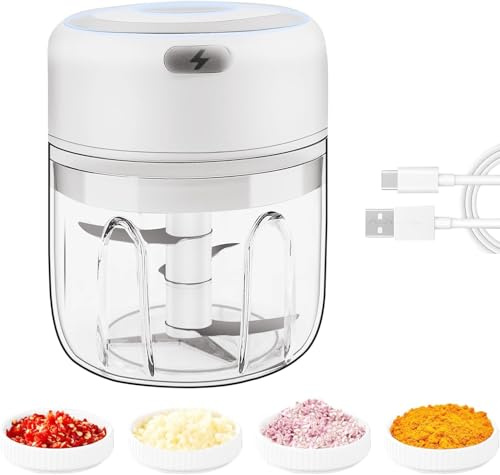 HechoVinen Electric Mini Food Chopper,250ML USB Food Processor and Blender, Mini Wireless Garlic Chopper for Fruit Meat Garlic Onion Ginger Chopper