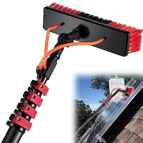 Window and Solar Panel Cleaning Pole with Water Fed System for Outdoor Glass Maintenance