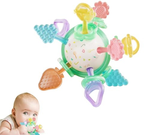 xolear Greppboll för bebisar, färgglad greppboll för bebis, babyleksak, bitring, Montessori-leksak, käkutvecklingsleksak