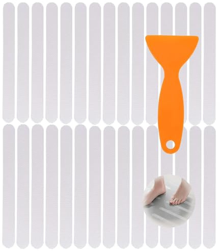 30Pcs Non-Slip Strip Stickers - Anti Slip Bath Stickers Self Adhesive Non Slip Strips Pad Bathtub Flooring Safety Tape Mat for Bath Shower (20mm * 200mm)