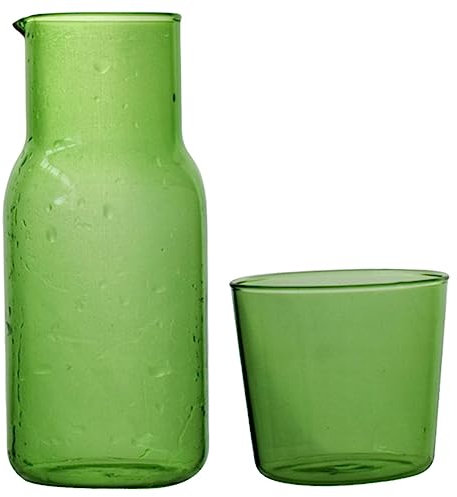 GLEAVI Glass Carafe Pitcher for Single Drink Heat-Resistant Flower Tea Cup Coffee and Milk Cup for Bedside and Household Use