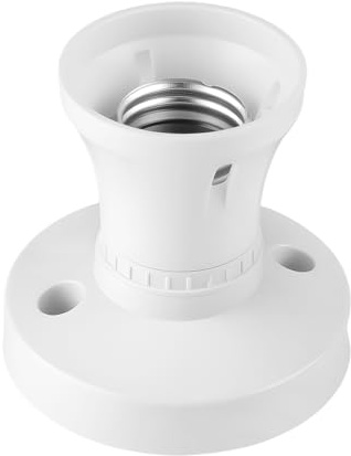 Lotsdonxia Lightweight E27 Screw Bulb Holder Converter, Bakelite Ceiling Socket Lamp Adapter for Bayonet to Edison Screw Fitting (Straight, White)