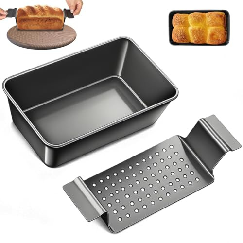 Karbonstahl Brotbackform 25 x 14,5 x 7,5 cm, Kastenform Brot mit Ablaufschale, Antihaftbeschichtete, Kohlenstoffstahl, Hackbratenform Brotbackformen für Ofen, Fleischpasteten Brot Kuchen Braten