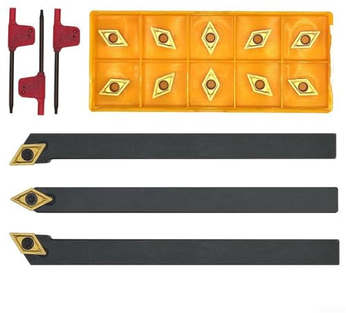 Drehwerkzeughalter-Set SDJCR SDJCL SDNCN 0808H07 mit DCMT070204 Hartmetalleinsätzen für externe Metallschneide, Halbbearbeitung, 8 x 8 x 100 mm