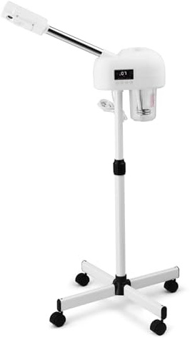 Bonnlo Professional Facial Steamer, LCD Ozone Humidifier 750W Face Steamer, Professional Salon SPA Face Care for Home Beauty Salon, Adjustable Height, Timer, White