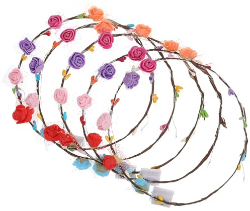 OSALADI 5 Stück Pack LED Stirnbänder mit Blumenmuster für Leuchtender Haarschmuck Strapazierfähiger LED Kopfschmuck für Partys Hochzeiten und Kostüme
