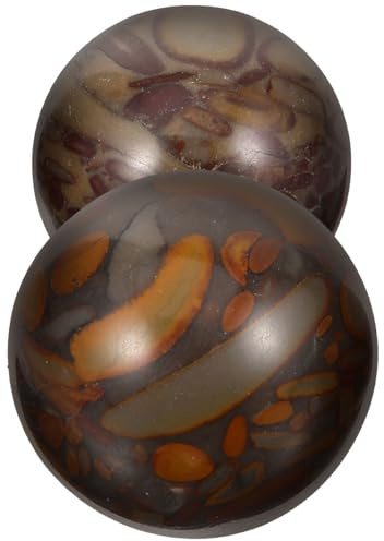IMIKEYA Palloni da massaggio per le mani, 2 pezzi, in pietra naturale, 25 mm, sfere per esercizi per le mani, multifunzione, ideali per alleviare lo stress e migliorare la circolazione e il