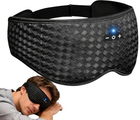 Sömnhörlurar, justerbar pannrem med säkerhetslås och bekväma hörlurar, 3D-ögon-sovmask, för kvinnor män resor sovrum