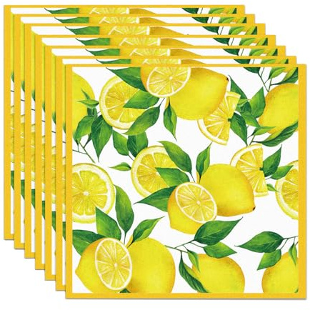 Whimzey Zitronen Servietten Geburtstag Gelb 33x33cm, 20 Stk Servietten Zitronen Deko Geburtstag,Papierservietten Zitrone,Zitronenmotiv Geburtstagsservietten,Lemon Decor Napkins für Sommer,Hawaii Party