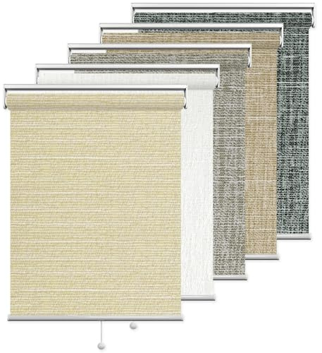 ODIJOO Blackout Roller Shades for Window with Spring System UV Protection for Home Living Room Bedroom Office, Beige 11