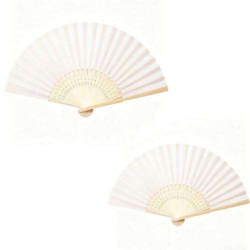 MAIKAOZAI 2pcs Folding Hand Fan for Women Men, Bamboo Handheld Fans Foldable with Paper, Chinese Style Bride Fan for Wedding Party Decoration & Travel