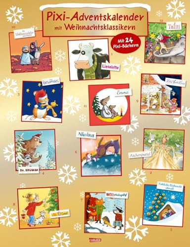 Pixi Adventskalender GOLD: Adventskalender mit 24 Weihnachts-Klassikern als Pixi