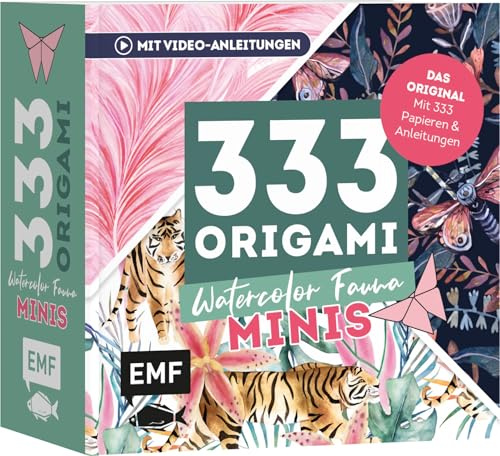 333 Origami Minis – Watercolor Fauna: Dein dekorativer Wendeblock zum kreativen Falten & Notieren (Papier: 70 g/m², 9x9 cm)