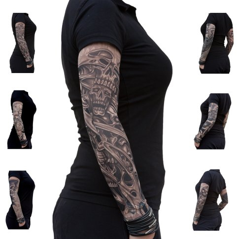 Oblique-Unique® Nylon Tattoo Ärmel - Totenkopf - Skull - Einzeln oder als 6er Set (the king)