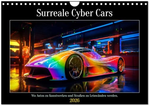 Surreale Cyber Cars (Wandkalender 2026 DIN A4 quer), CALVENDO Monatskalender: Surreale Cyber Cars sind eine faszinierende Vision der Zukunft der ... lebendige Kunstwerke. (CALVENDO Mobilitaet)