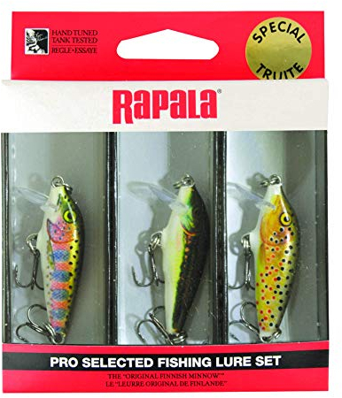 Rapala - 3er-Set Angelköder Countdown CD03 3 cm - Forellen-, Barsch- und Döbelköder - Süßwasser - Sinkender Balsakörper - Hergestellt in Estland - Elritze, Forelle und Regenbogenforelle