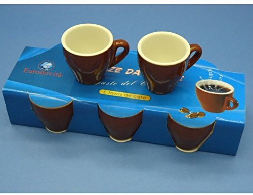 OEM SYSTEMS Tazze CAFFEBAR Alta Marron S/Piatto D.6,5 H.6, Ceramica, Brown, 6 unità (Confezione da 1), 4