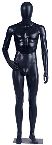 Eurohandisplay männliche Schaufensterpuppe MC-1Black matt schwarz Arme und Kopf 360 Grad drehbar Schaufensterpuppe Male Mannequin