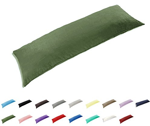 TAOSON 100% Cotton 300 Thread Count Body Pillow Cover Pillowcase Pillow Protector Cushion Cover with Zippers Only Cover No Insert (Sage/Olive Green,21x54)