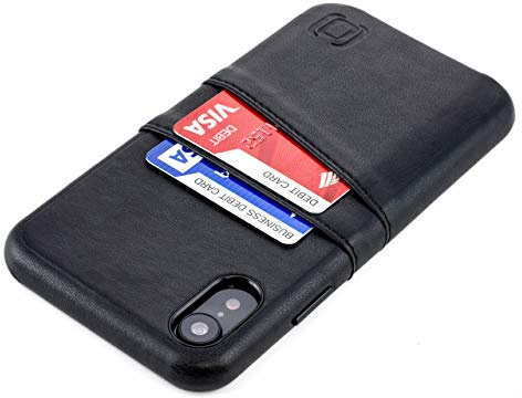 Dockem iPhone XR Handyhülle mit Kartenfach: Wallet Handytasche mit Integrierter Metallplatte für Magnet-Halterung [6.1 Exec M2, Schwarz]