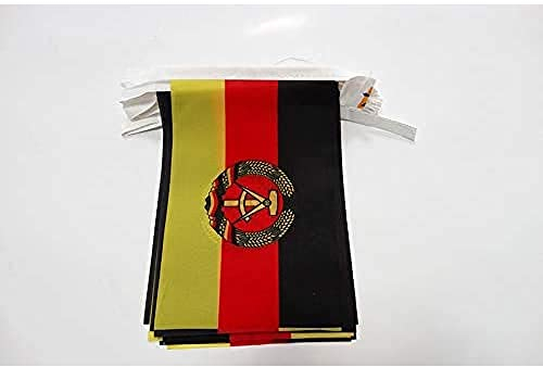 AZ FLAG Guirnalda 12 Metros 20 Banderas de Alemania del Este 45x30cm - Bandera REPÚBLICA DEMOCRÁTICA Alemana 30 x 45 cm - BANDERINES