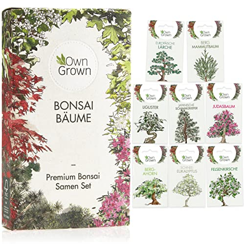 Bonsai Samen Set: Premium Bonsai Starter Kit mit 8 Sorten Bonsai Saatgut – 40 Samen im Bonsai Anzuchtset zum Bonsai Züchten für den Mini Garten und Zen Garten, Bonsai Baum Samen Set von OwnGrown