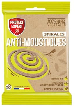 Lot de 8 Spirales Anti moutisques | à Base de Géraniol - Socle Métallique - 4h de Protection - Parfum Floral - SPIRNAT8