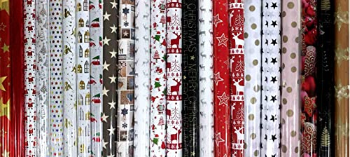 10 Rollen Weihnachts-Geschenkpapier – Hochwertige & festliche Designs – Perfekt für stilvolle Geschenkverpackungen zu Weihnachten