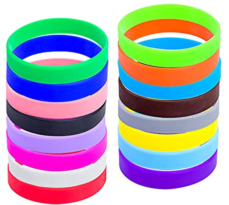 48pcs/Pack Silicone Wristbands Rubber Bracelets for Sports Teams, Games, Party Favors, Events, Cup Markers (Youth/7, 16 Color Mixed)